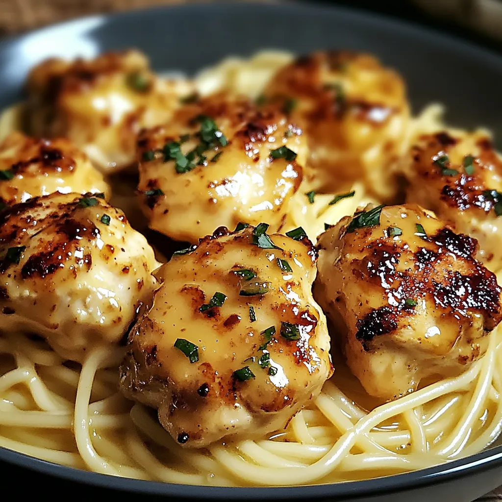 Garlic butter chicken with a golden, buttery finish and a burst of savory flavor in every bite.