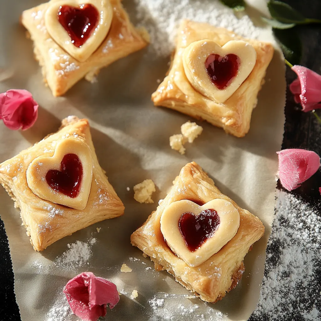 Elegant vegan pastries shaped like love letters, ideal for romantic or special occasions.