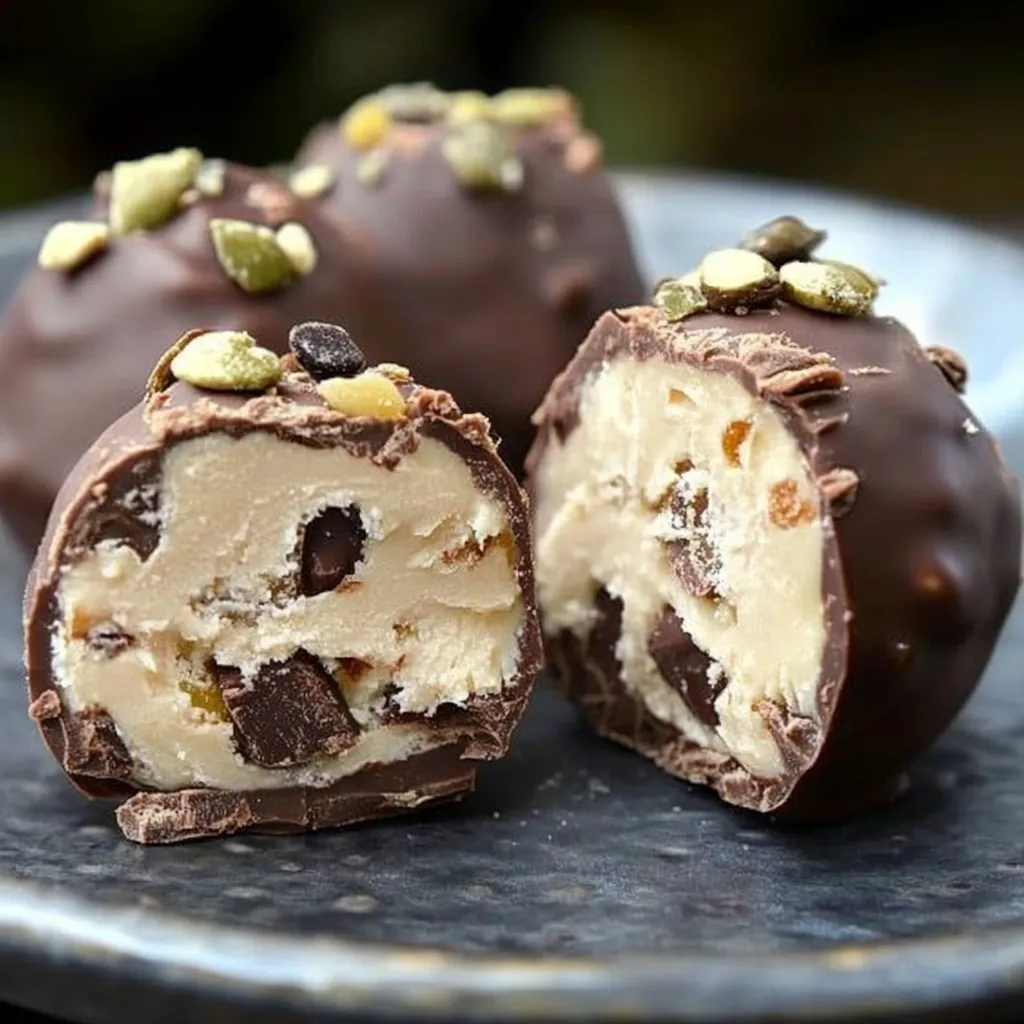 Cannoli cream-filled chocolate truffles, blending sweet ricotta flavor with a rich chocolate coating.