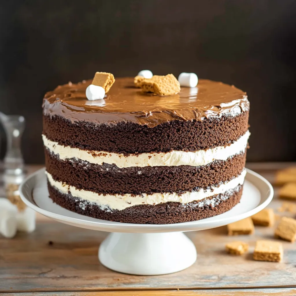 Three Layer Smores Celebration Cake Preparation