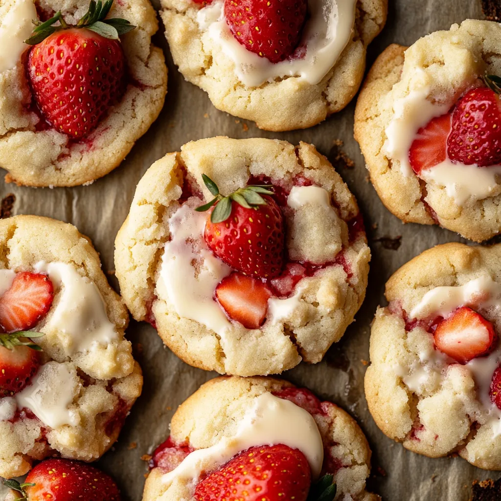 Delicious cookies infused with strawberry and cheesecake flavors, perfect for a sweet treat.