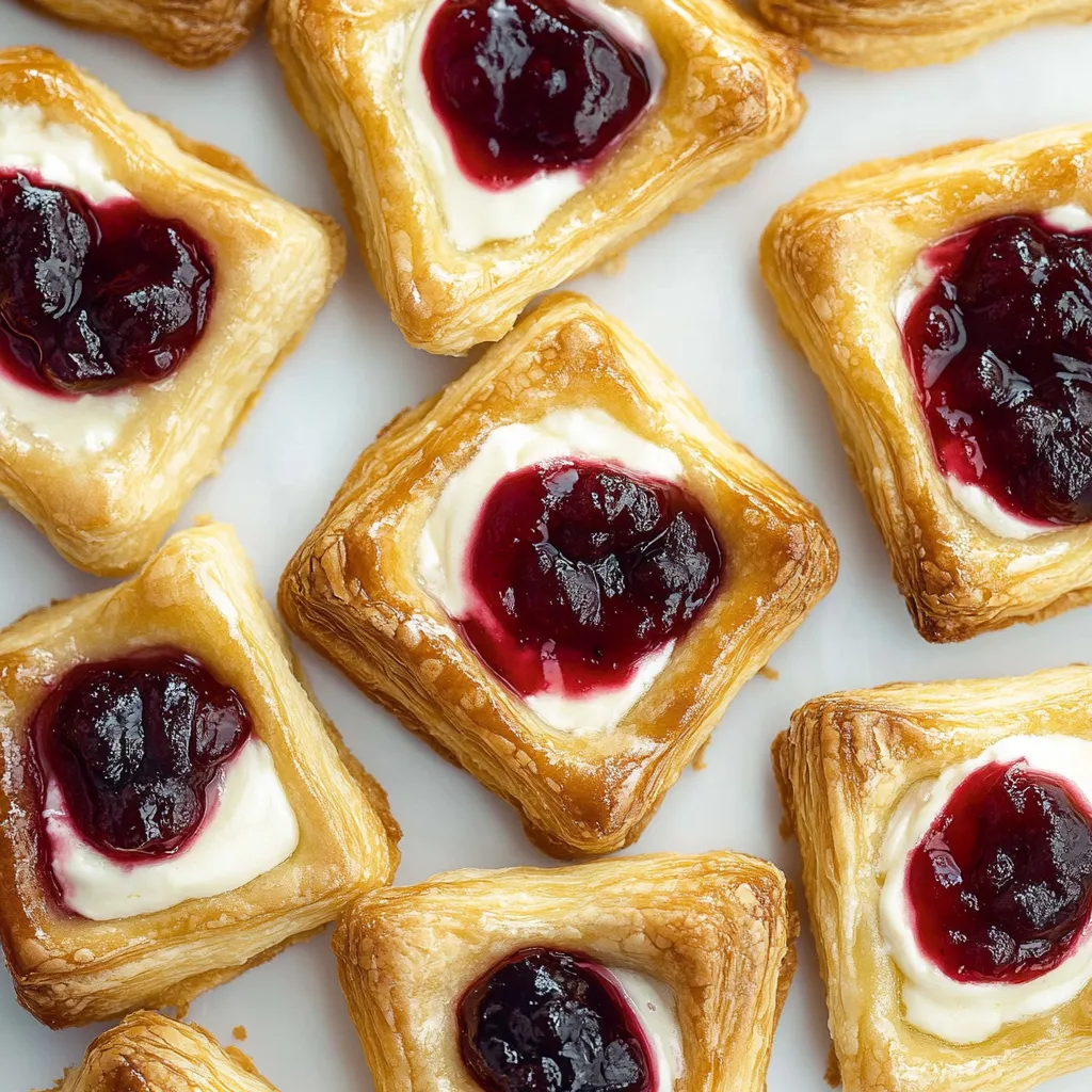 Quick and easy cherry danishes featuring a rich cream cheese filling and sweet cherry topping.