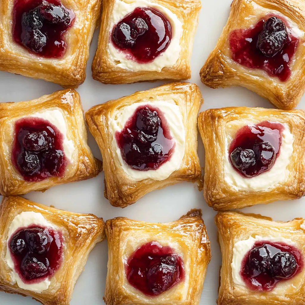 Simple cherry cream cheese danishes with buttery pastry and a luscious, fruity center.