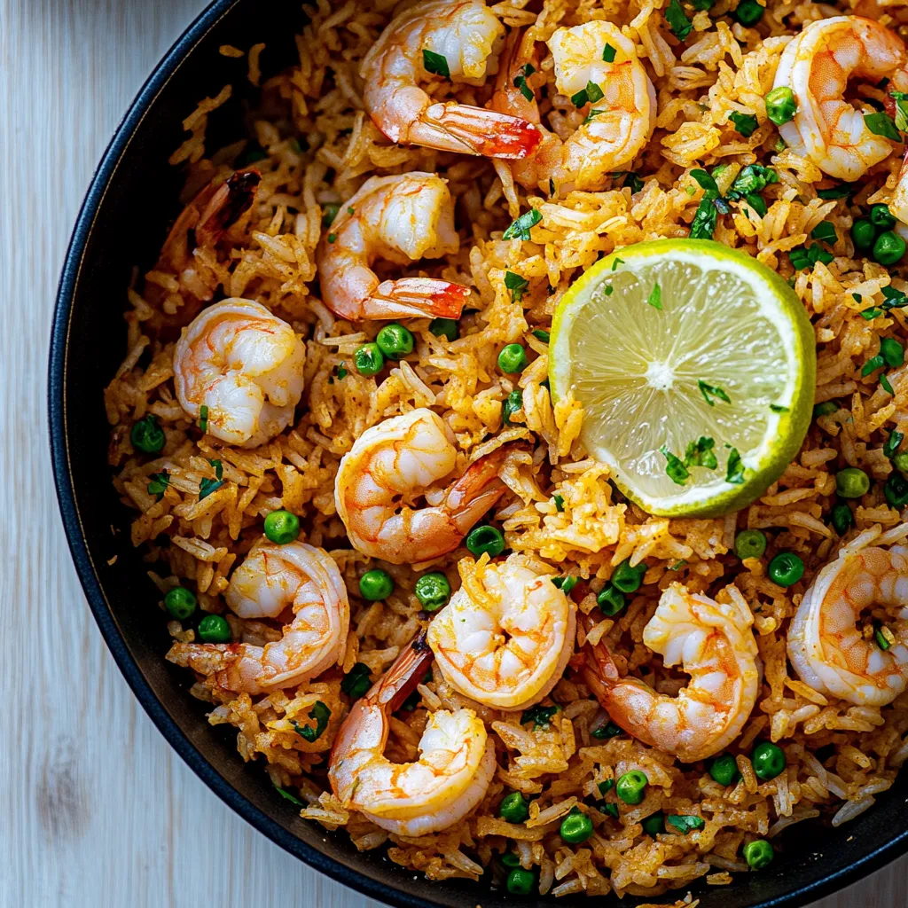 Quick and easy garlic butter shrimp rice with tender shrimp and savory, flavorful rice.