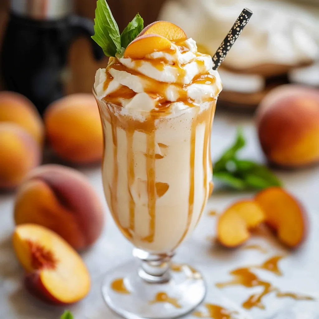 Quick and easy peach milkshake with a smooth texture and sweet, fruity flavor.