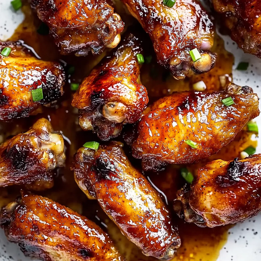 Crispy jerk chicken wings tossed in a rich honey garlic sauce for a flavorful appetizer.