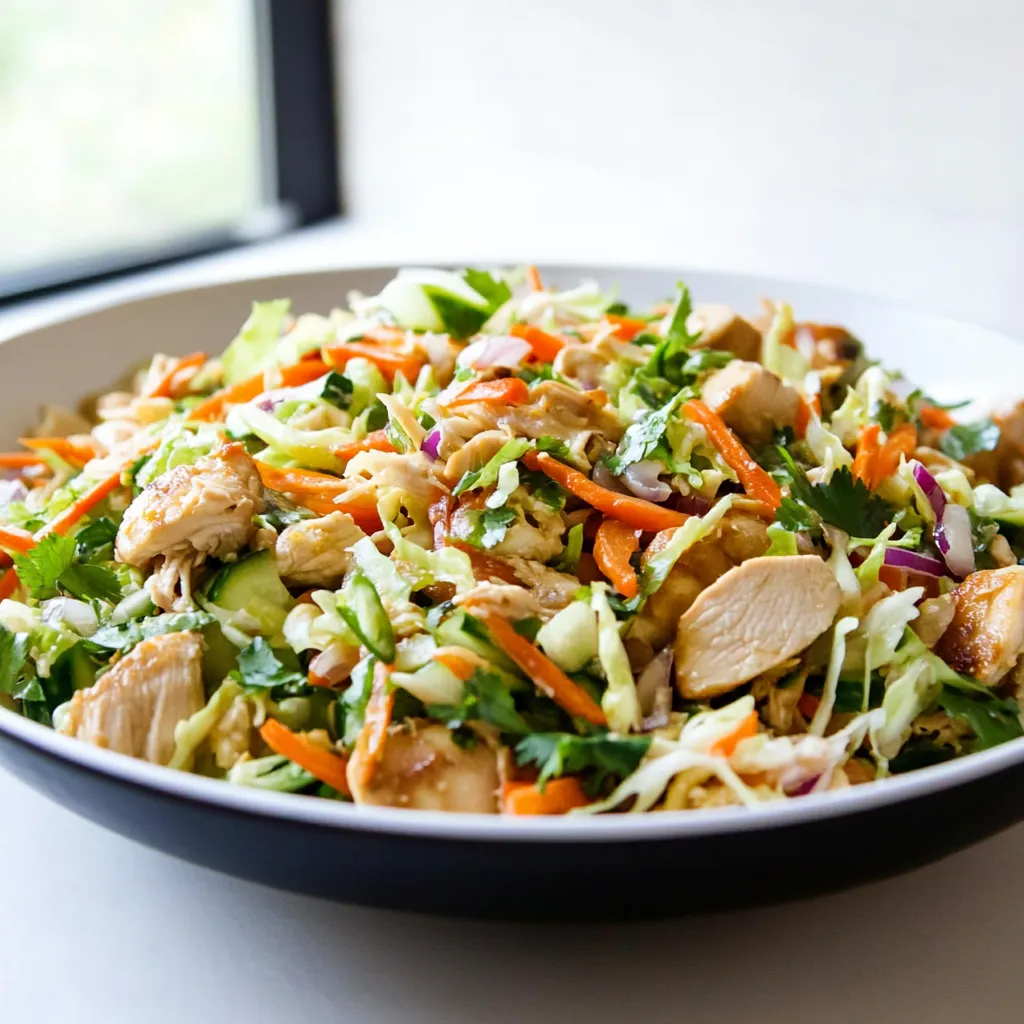 Asian-style salad with chicken, fresh herbs, and a bright, zesty ginger dressing.