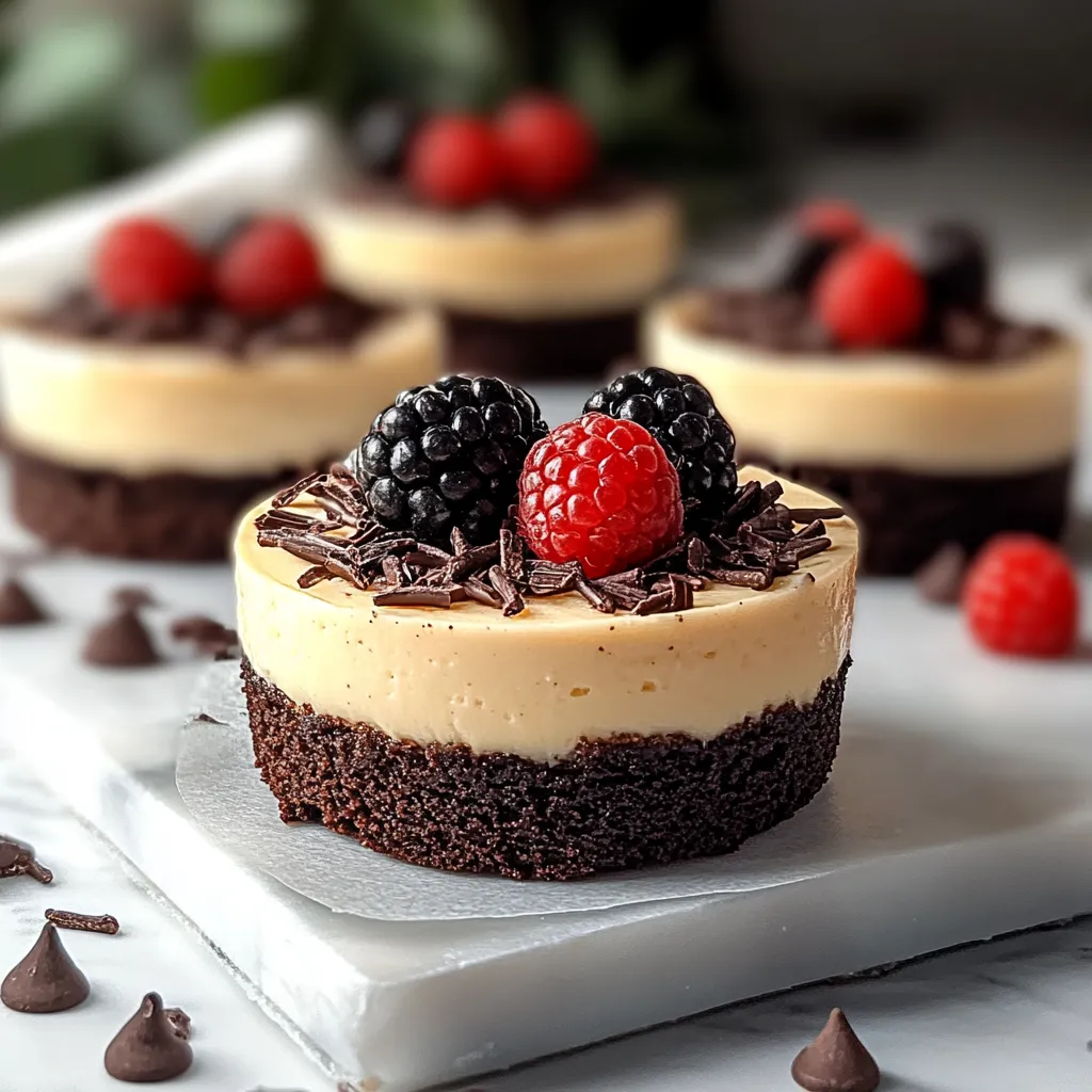 Bite-sized cheesecakes with a chocolate brownie layer, perfect for dessert or parties.