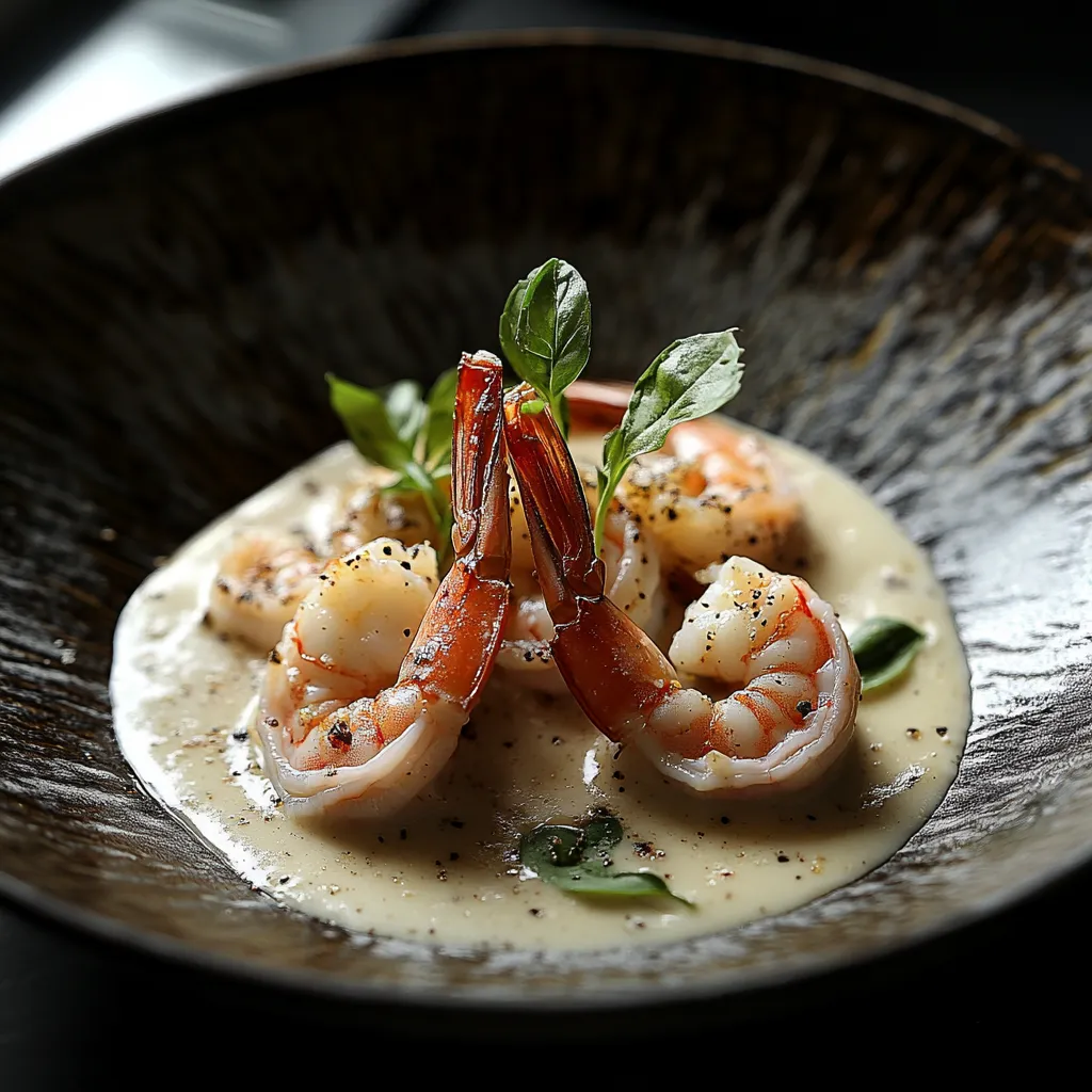 Coconut milk garlic shrimp with a silky sauce and a hint of tropical flavor.