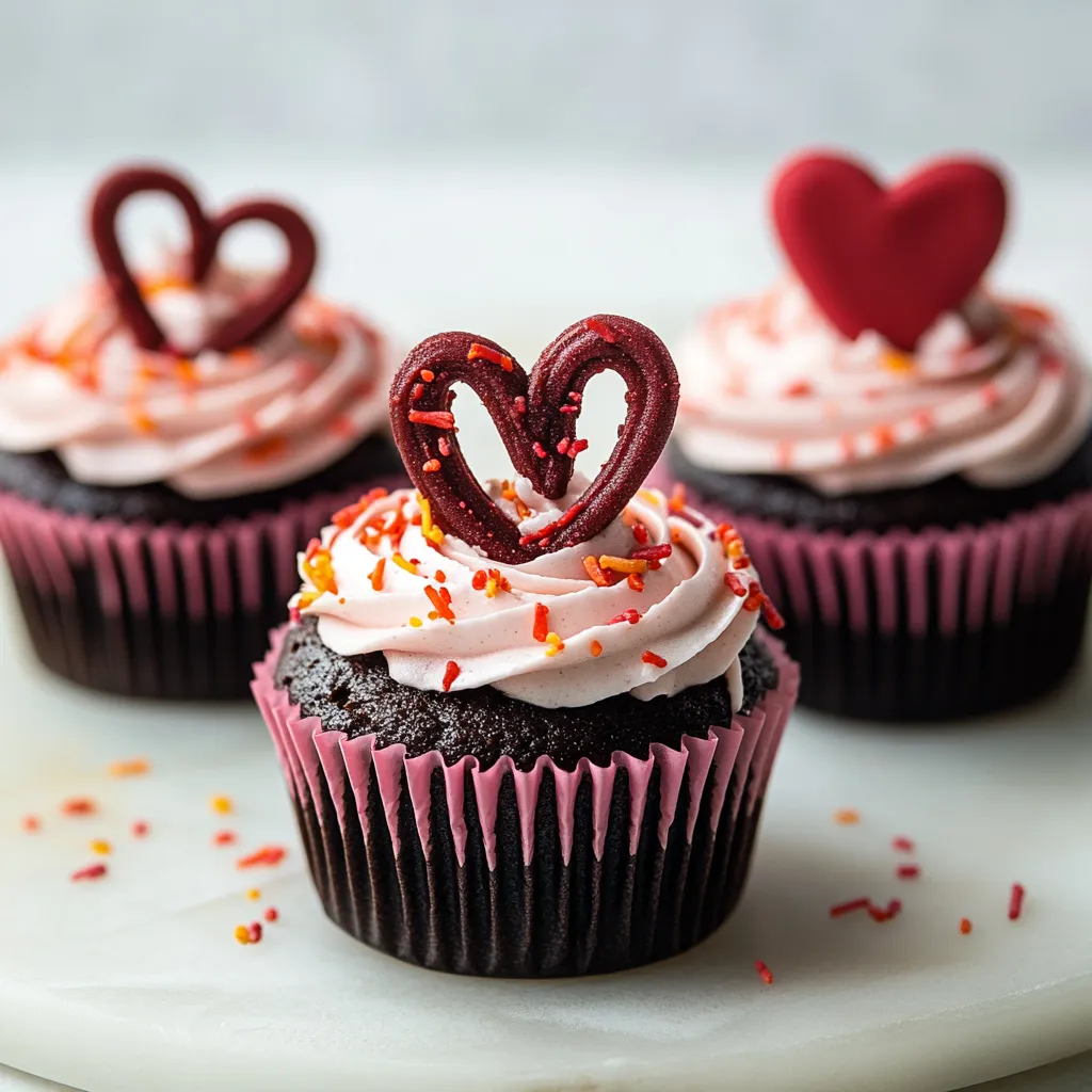 Valentine’s Day cupcakes with sweet frosting and romantic decorations for any celebration.