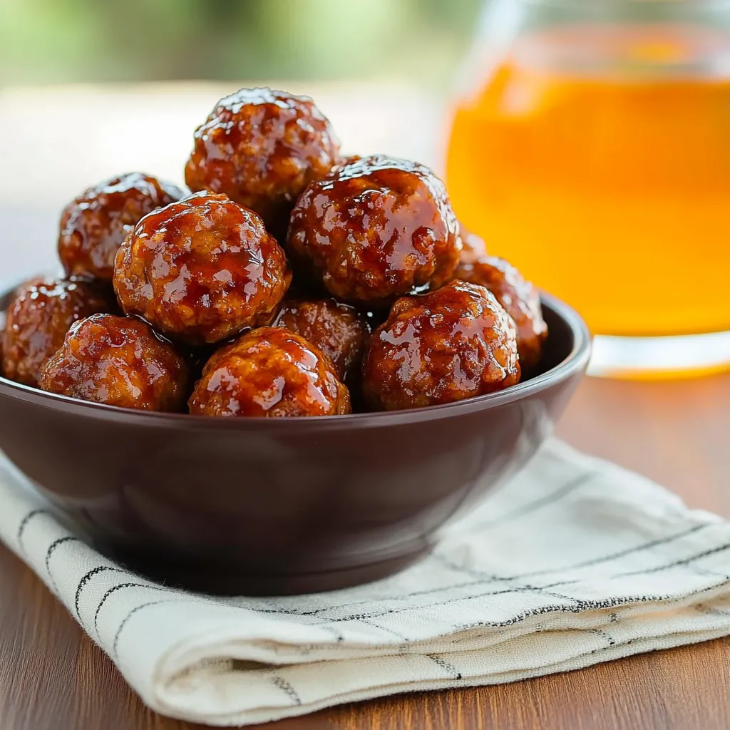 Juicy meatballs coated in a sweet and savory honey garlic glaze, perfect for appetizers or dinner.