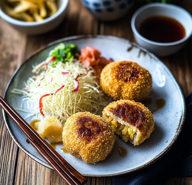 Flavorful Japanese potato croquettes, fried to perfection and served with tonkatsu sauce.