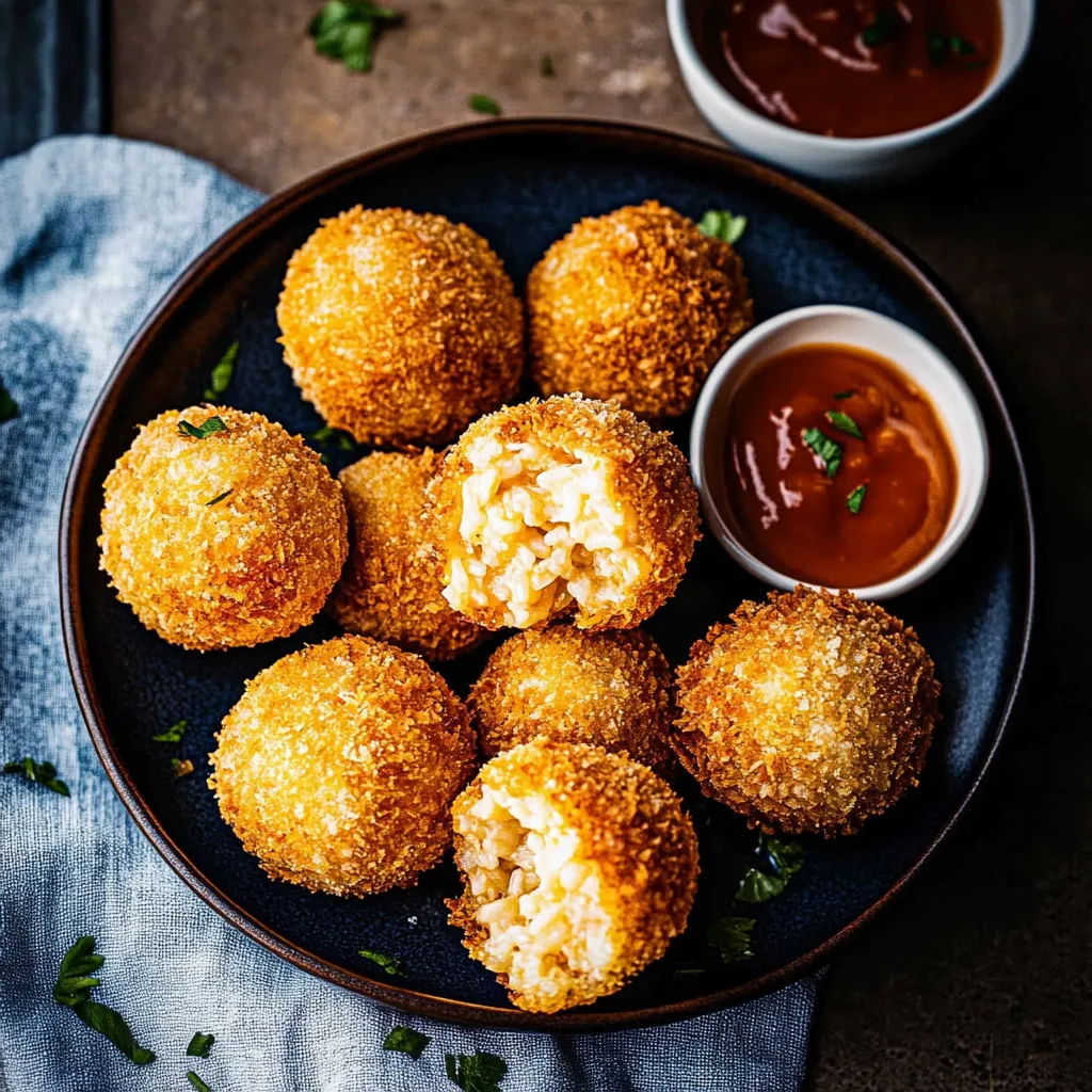 Golden, crispy Italian arancini with a creamy risotto filling and a hint of cheese.