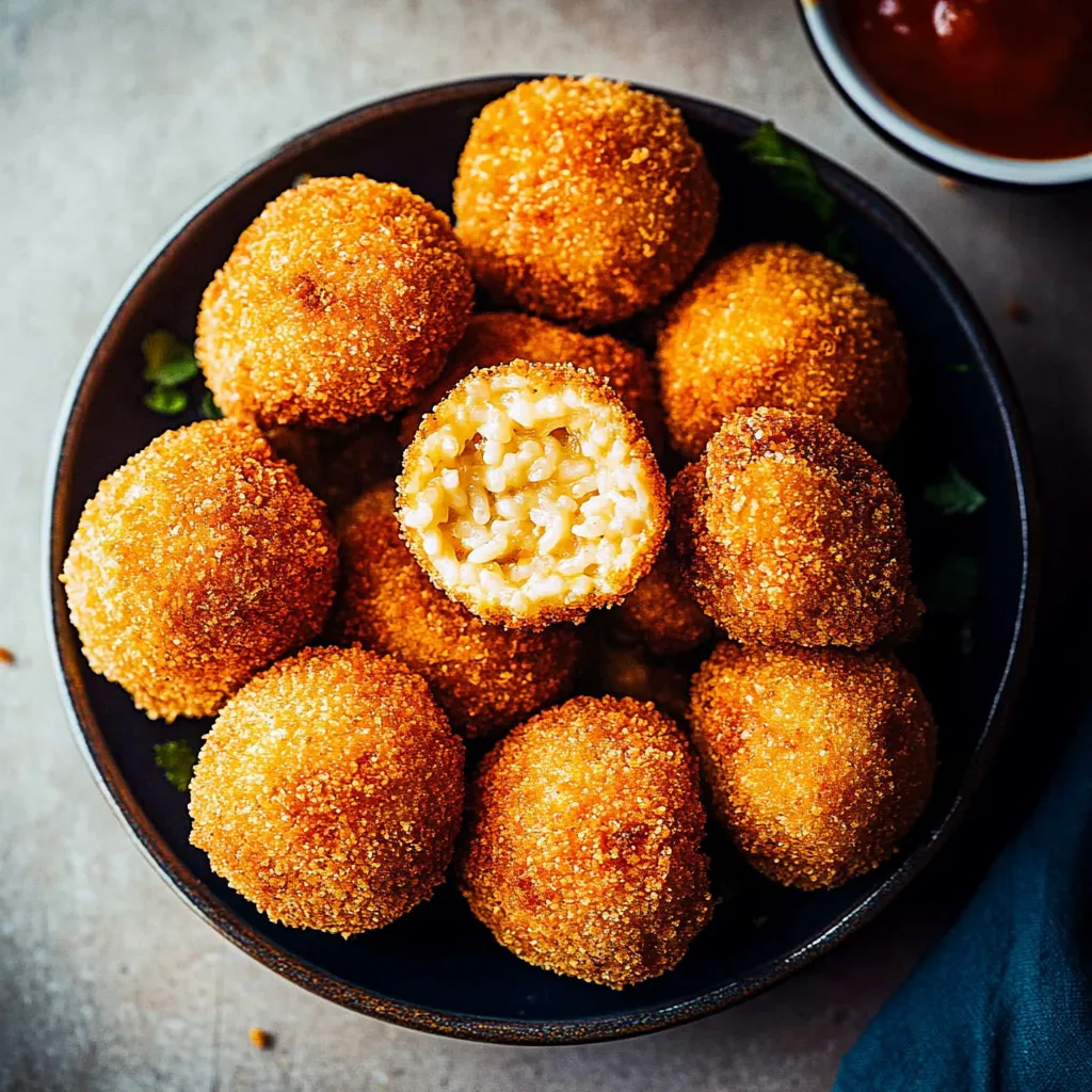 Classic arancini made with risotto, fried to perfection for a crunchy and savory treat.