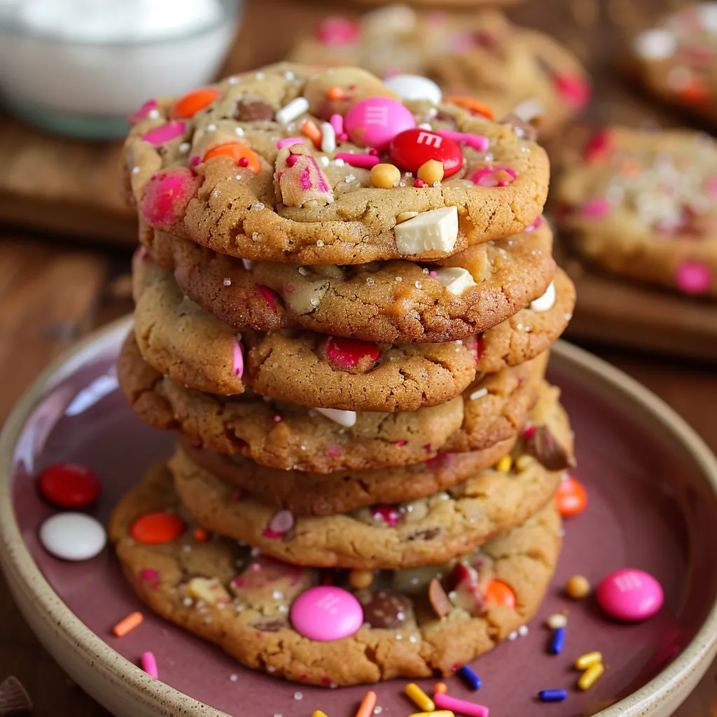 Sweet Valentine's cookies packed with chocolate, candies, and a mix of festive treats.