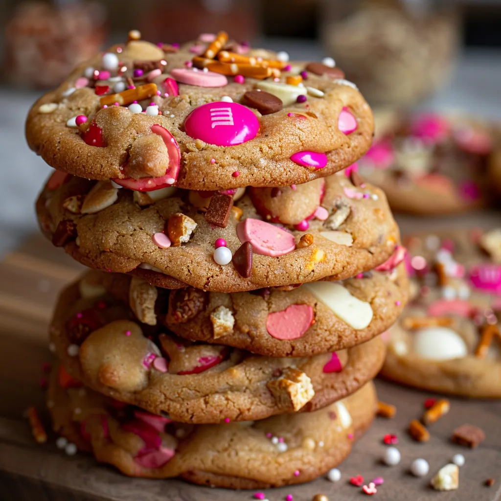 Festive Valentine’s Day cookies with a variety of sweet flavors and crunchy textures.