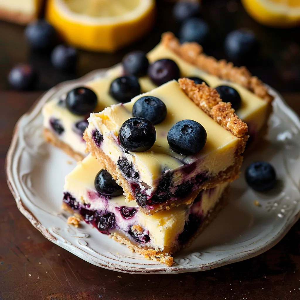 Irresistible Lemon Blueberry Cheesecake Bars with vibrant flavors and a perfectly crumbly crust.