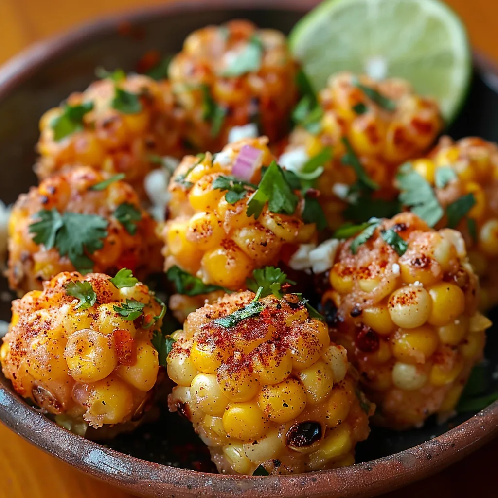 Bite-sized Mexican Corn Bites with a tangy, cheesy, and spicy flavor explosion.