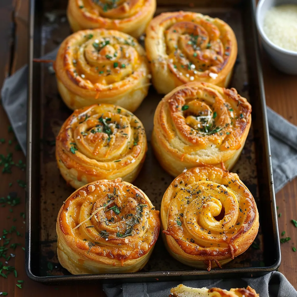 Golden, flaky cruffins filled with gooey cheese for a savory and indulgent treat.