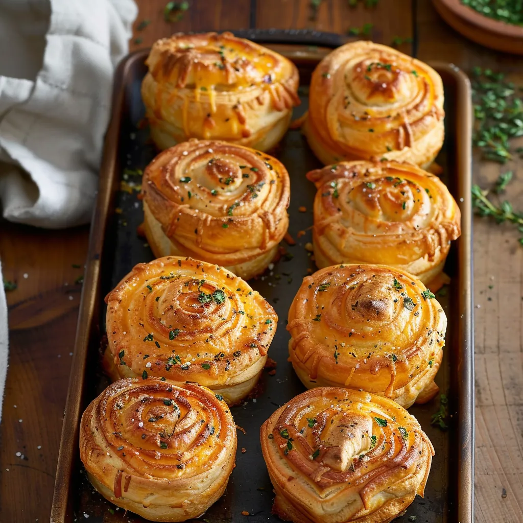 Perfectly baked cheesy cruffins with flaky layers and a rich, savory flavor.