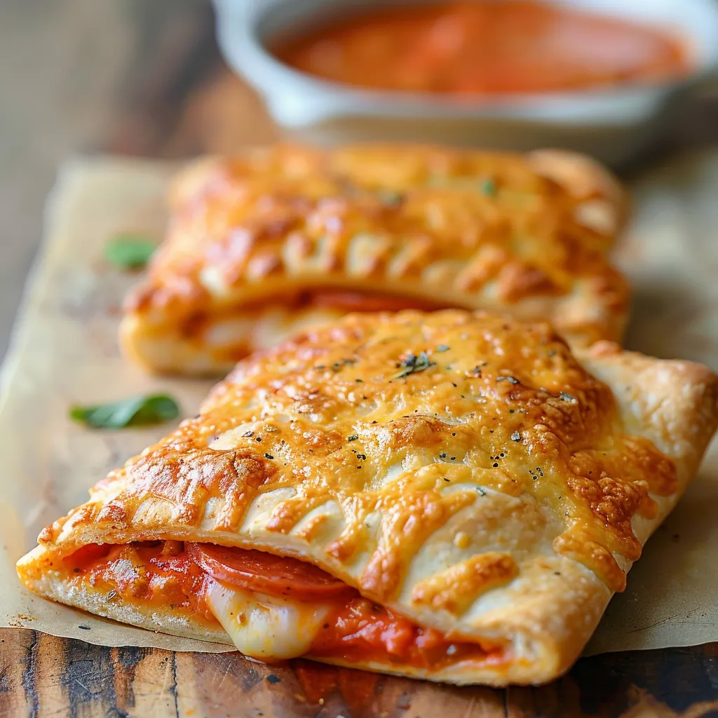 Crispy homemade pizza pockets stuffed with gooey cheese and savory fillings.