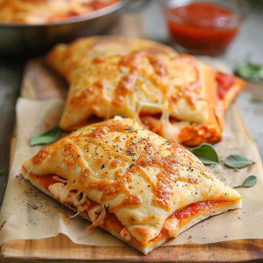 Delicious homemade pizza pockets packed with cheese and classic pizza flavors.