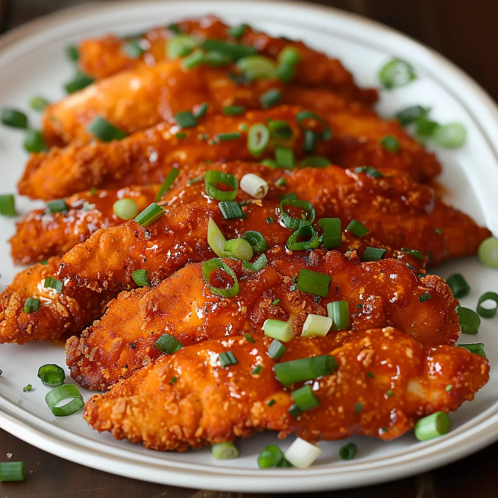 Spicy Buffalo chicken tenders served with ranch for the perfect dip.