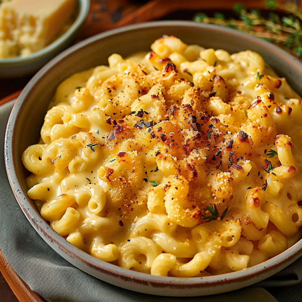 Classic mac and cheese with gooey melted cheese and a buttery crust.