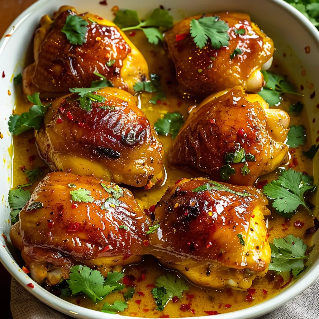 Thai-style turmeric chicken with a crispy skin and rich, fragrant seasoning.