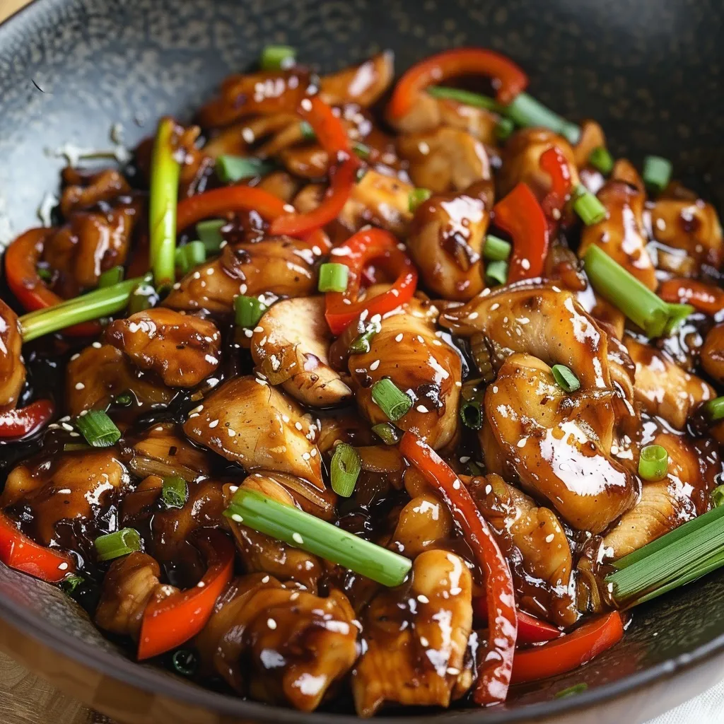 Flavorful Chinese garlic chicken coated in a bold, garlicky stir-fry sauce.