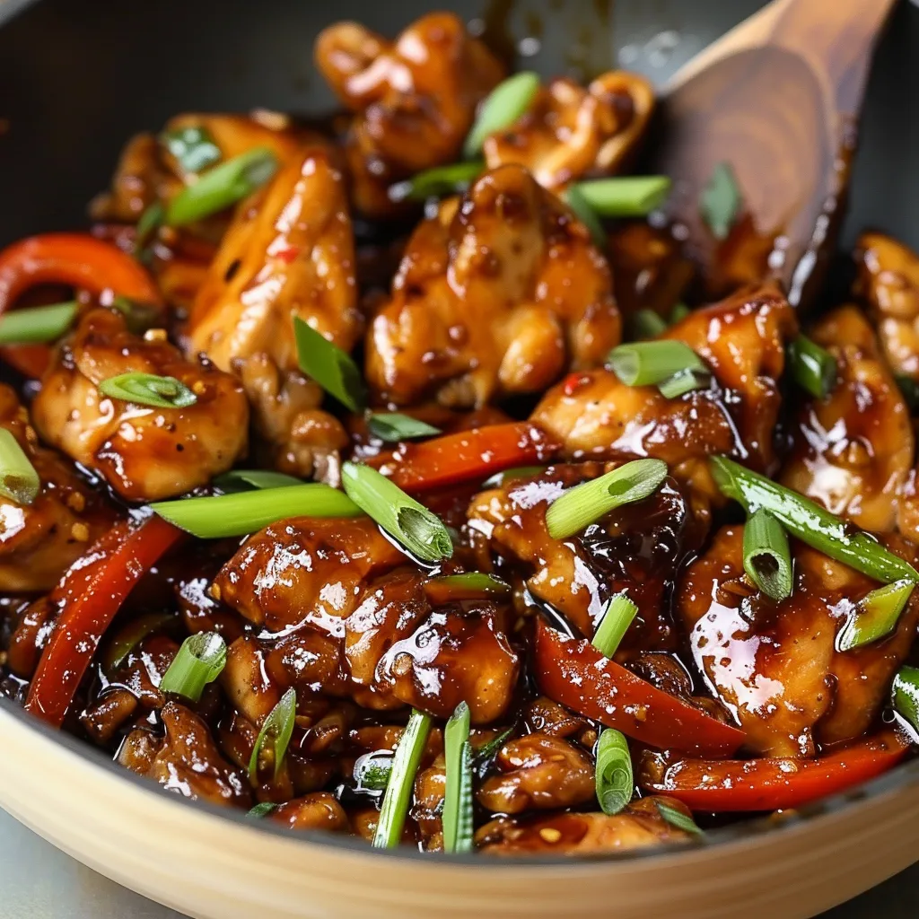 Juicy chicken tossed in a fragrant, spicy Chinese garlic sauce.