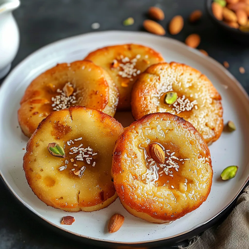 Sweet and fluffy malpua, deep-fried to perfection and soaked in syrup.