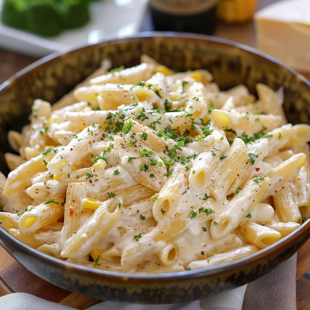 Deliciously creamy white sauce pasta with a buttery, parmesan-infused flavor.