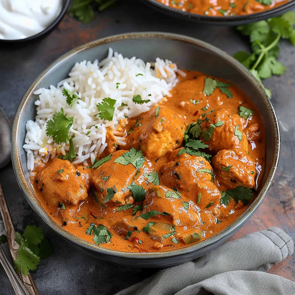 Classic chicken tikka masala with smoky grilled chicken and a creamy, spiced gravy.