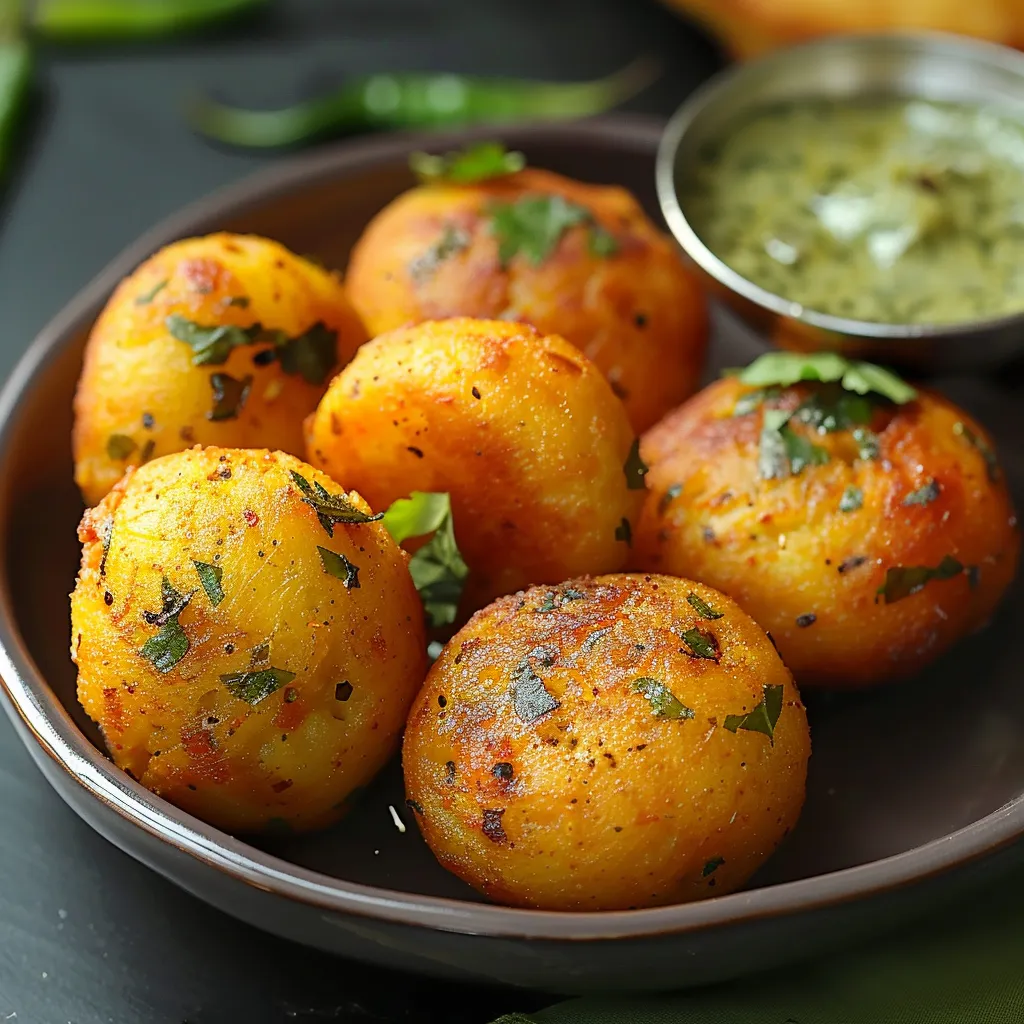 Flavorful batata vada, a Mumbai-style potato fritter with bold spices and crispy texture.