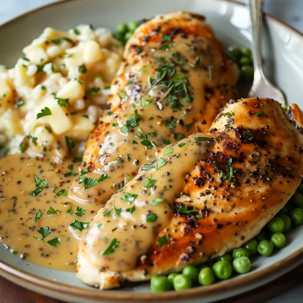 Flavorful Boursin chicken cooked in a velvety, herb-infused creamy sauce.