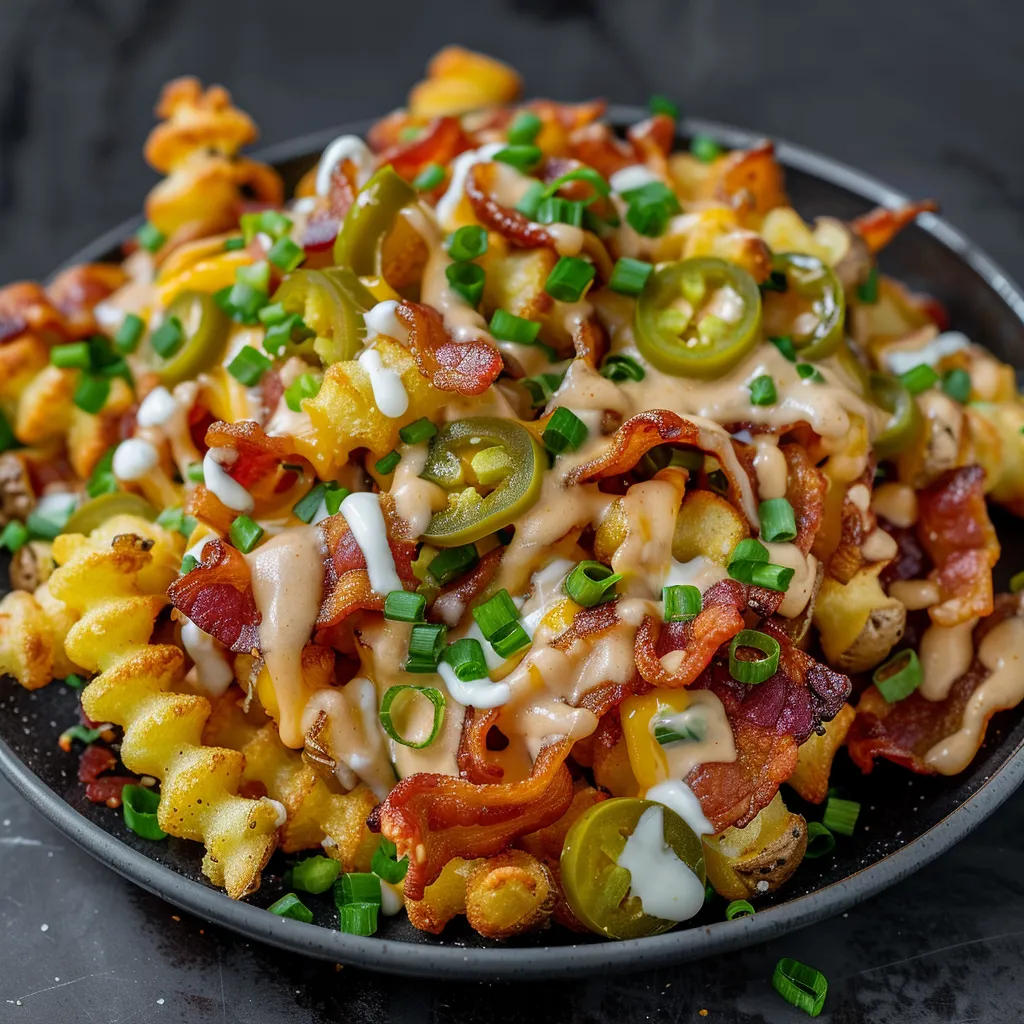 Flavor-packed bacon cheese fries with a rich, creamy, and smoky taste.