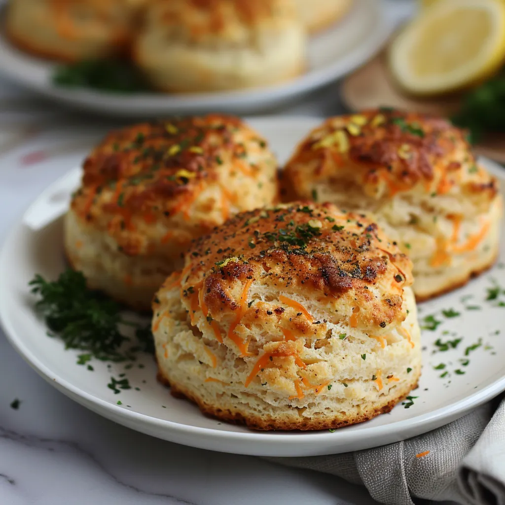 Cheesy biscuits filled with tender crab and topped with garlicky lemon butter.