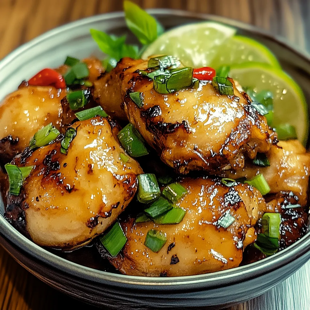 A bowl of food with lime wedges on top.
