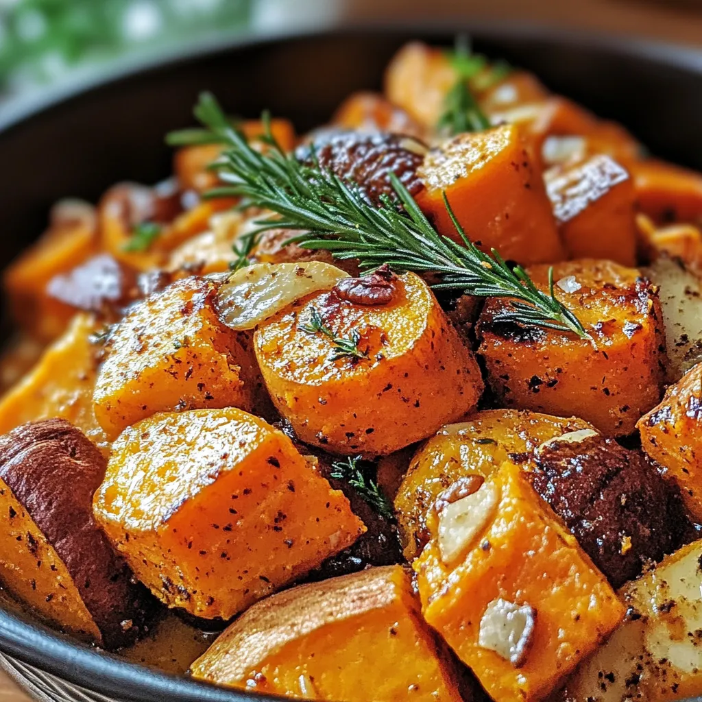A bowl of food with a sprig of parsley on top.