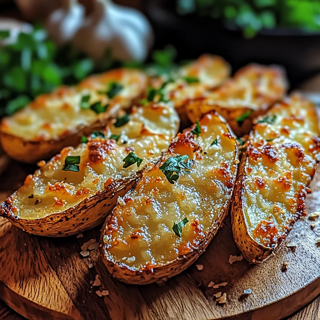 A wooden cutting board with sliced potatoes.