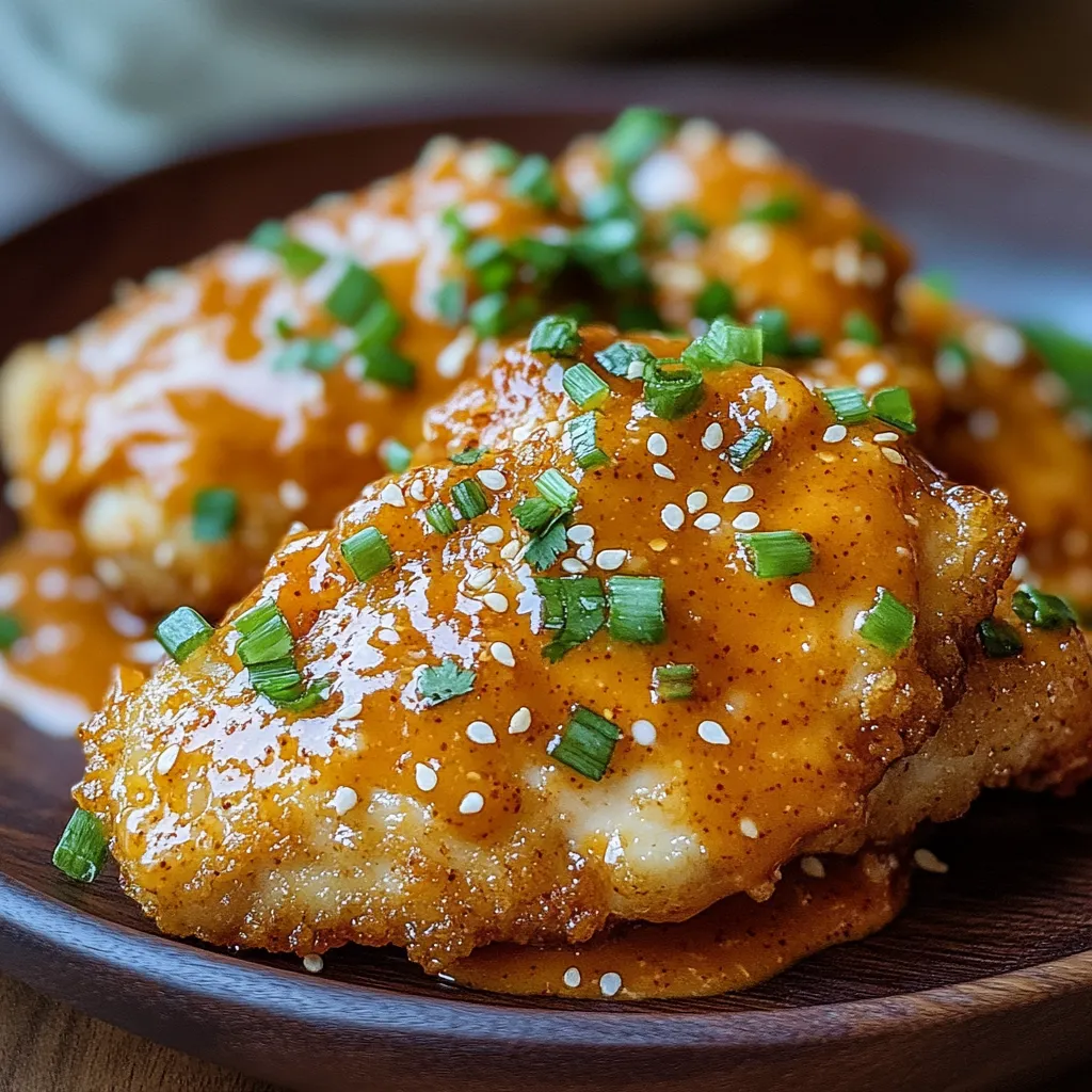 A plate of chicken with sauce.