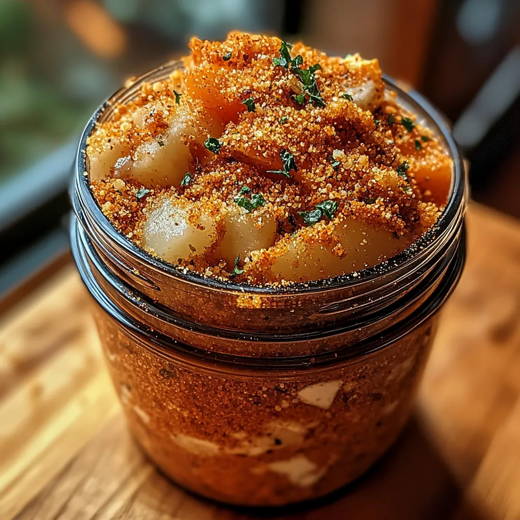 A jar of food with a spoon in it.