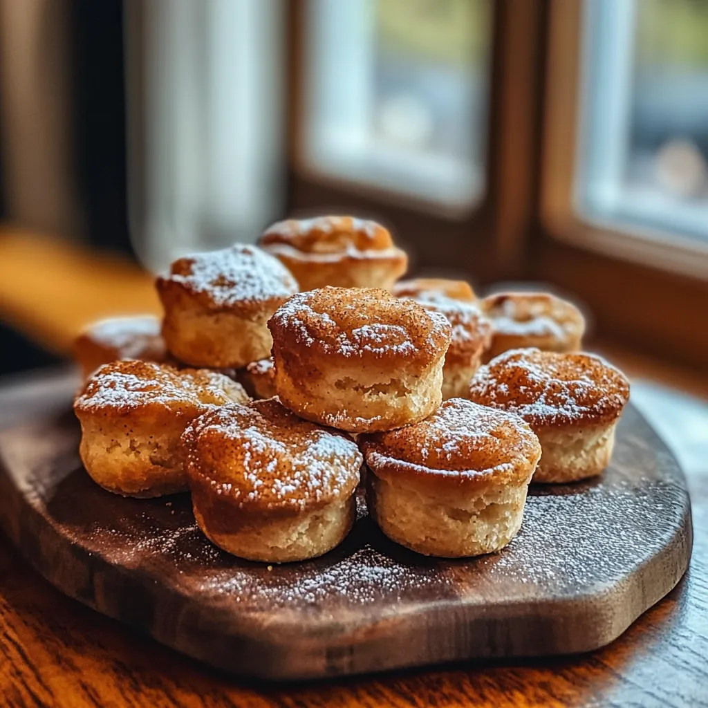 A plate of powdered sugar covered pastries.