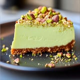 Smooth and creamy pistachio cheesecake with a nutty flavor and velvety texture, perfect for any occasion.