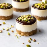 Creamy mini pistachio and coffee cheesecakes with a rich, nutty flavor and a hint of bold coffee.