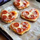 Adorable mini heart-shaped pizzas, perfect for Valentine’s Day celebrations.