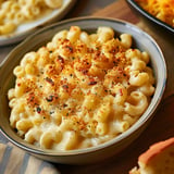 Creamy mac and cheese with a rich, cheesy sauce and tender pasta.