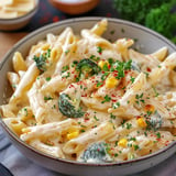 Rich and creamy white sauce pasta with a smooth, velvety garlic-infused sauce.