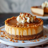 Rich and creamy butterscotch cheesecake with a buttery graham cracker crust.